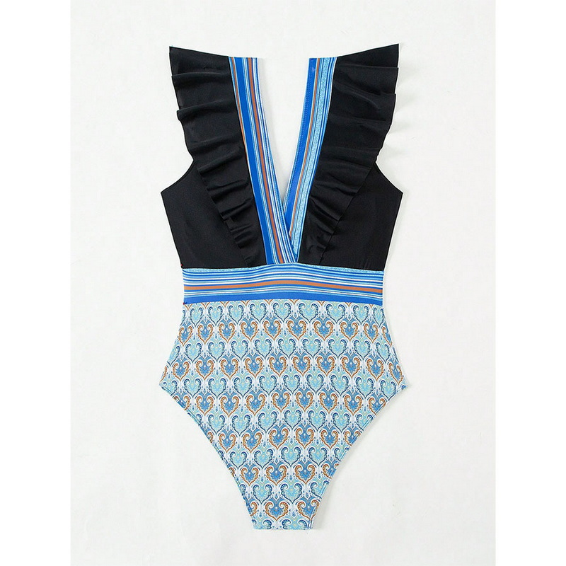 2024 New European One-Piece Swimsuit With Sexy V-Neck, Ruffles, And Open Back_07