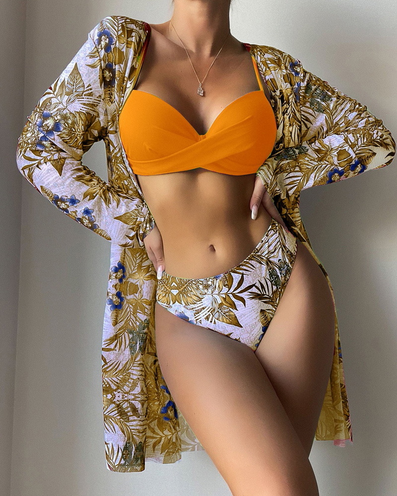 2025 New European Mesh Three-Piece Swimsuit With Twist Front Bikini And Cover-Up_04