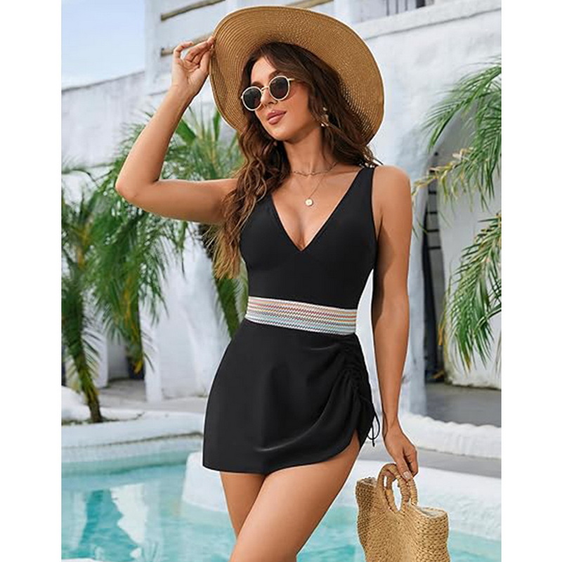 2025 Sexy One-Piece Swimsuit – Western Style Open Back Printed Bikini Cover-Up Set