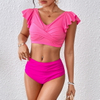 Western Style Ribbed Bandeau Bikini – High Cut Twist Front Sexy Swimwear