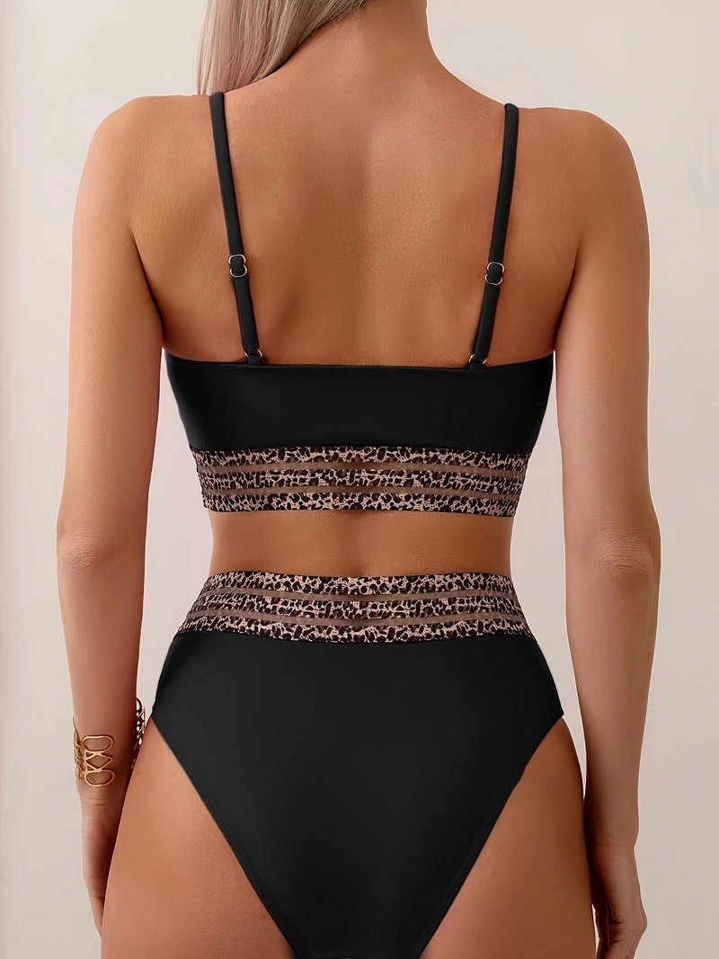 2025 New Western Style Two-Piece Bikini – High Waist Strappy Back Swimwear