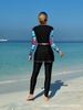 European and American Bikini Set with Long Sleeve Print and Short Skirt Muslim Three-Piece Swimsuit