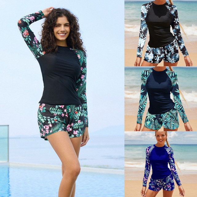 2025 New Fashion Bikini Long Sleeve Dive Swimsuit for Women Two-Piece Swimwear