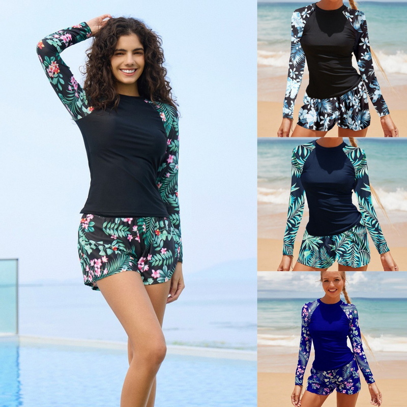 2025 New Fashion Bikini Long Sleeve Dive Swimsuit for Women Two-Piece Swimwear