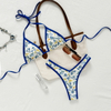 2025 European and American Sexy High Cut Halter Print Backless Swimsuit