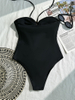 2025 Solid Color Halter One-Piece Bikini - Women's Beach Swimsuit