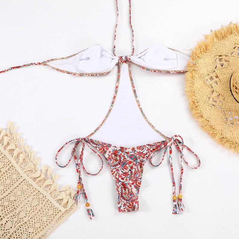 Hot Selling Sexy Tie-Up Halter One-Piece Swimsuit Export Style_13