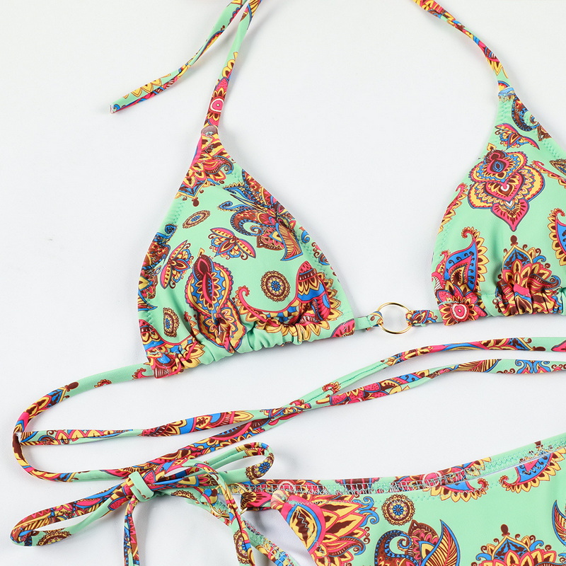Backless Printed Three-Ring Tie Bikini Sexy Two-Piece European New_04