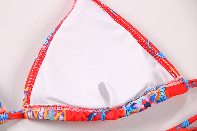 Sexy Floral Print Long Strap Bikini Backless Two-Piece Swimsuit European Export_10