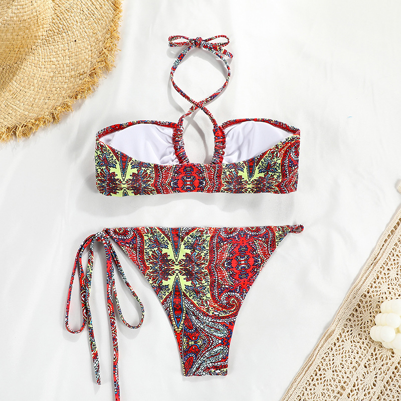 Strapless Tie Bikini Solid Color Two-Piece Swimsuit For Women Four Colors Export_09