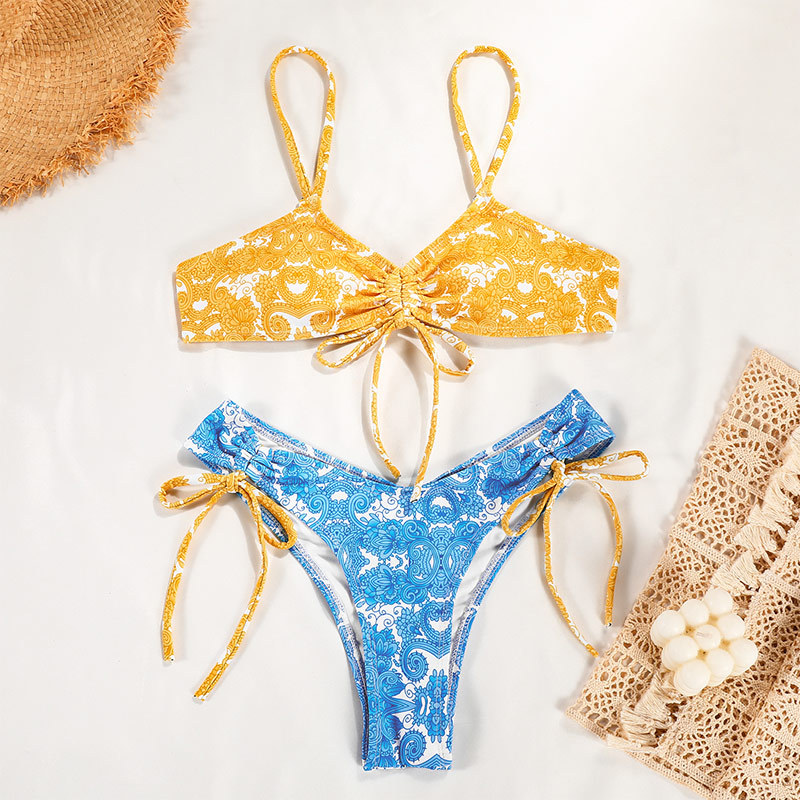Strappy Printed Tie Bikini Sexy Two-Piece Swimsuit For Women New Color_03