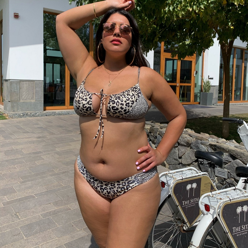 Leopard Print And Polka Dot Bikini Tie Two-Piece Swimsuit Sexy European Style S-XXXL_03