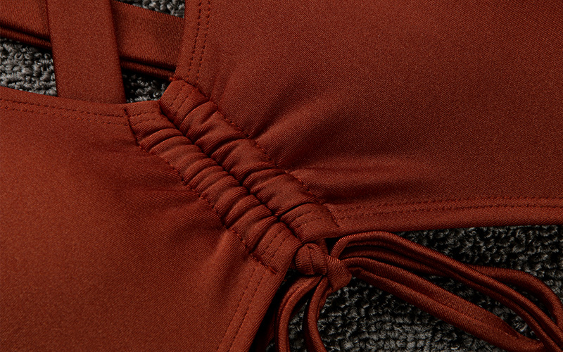 Solid Color Tie Backless One-Piece Swimsuit Sexy European Fashion_03