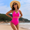 2025 New Solid Mesh Ruched One-Piece Swimsuit Hot-Selling Swimwear