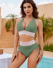 2025 New Solid Color Webbing Hot-Selling High-Waisted Bikini Set In Stock Wholesale