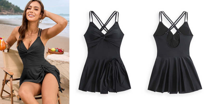 2025 New Twisted Cross Skirted One-Piece Swimsuit Hot-Selling One-Piece Design_19
