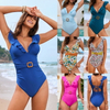 2025 New Back-Tie Ruffle Waist One-Piece Swimsuit Women's Swimsuit