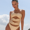 Glossy Nylon Ruched One-Piece Swimsuit With Tie-Up Design Sexy Fit