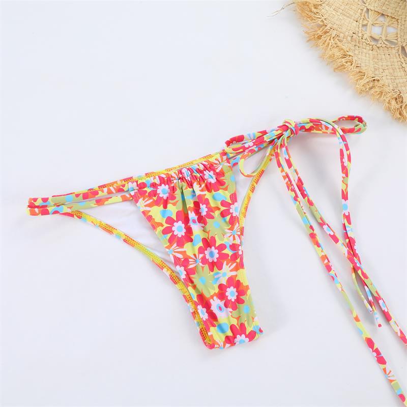 Hot Tie-Up Printed Bikini Sexy Two-Piece Swimsuit European Export Style_7