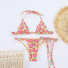 Hot Tie-Up Printed Bikini Sexy Two-Piece Swimsuit European Export Style