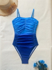 2025 New Gradient One-Piece Swimsuit – Sexy Ruched Push-Up Spaghetti Strap Swimwear