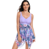 New European Two-Piece Swimsuit - Tummy-Control Plus Size Floral Skirt Swimwear
