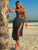 Sexy Colorblock One-Piece Bikini - With Skirt Beach Vacation Swimwear