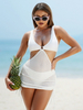 Summer Sexy Solid Color Knit Cutout Bikini - One-Piece Women's Swimwear