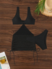 Summer Sexy Solid Color Knit Cutout Bikini - One-Piece Women's Swimwear