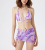 Sexy Three-Piece Mesh Skirt Bikini Set - Tie-Up Women's Swimwear