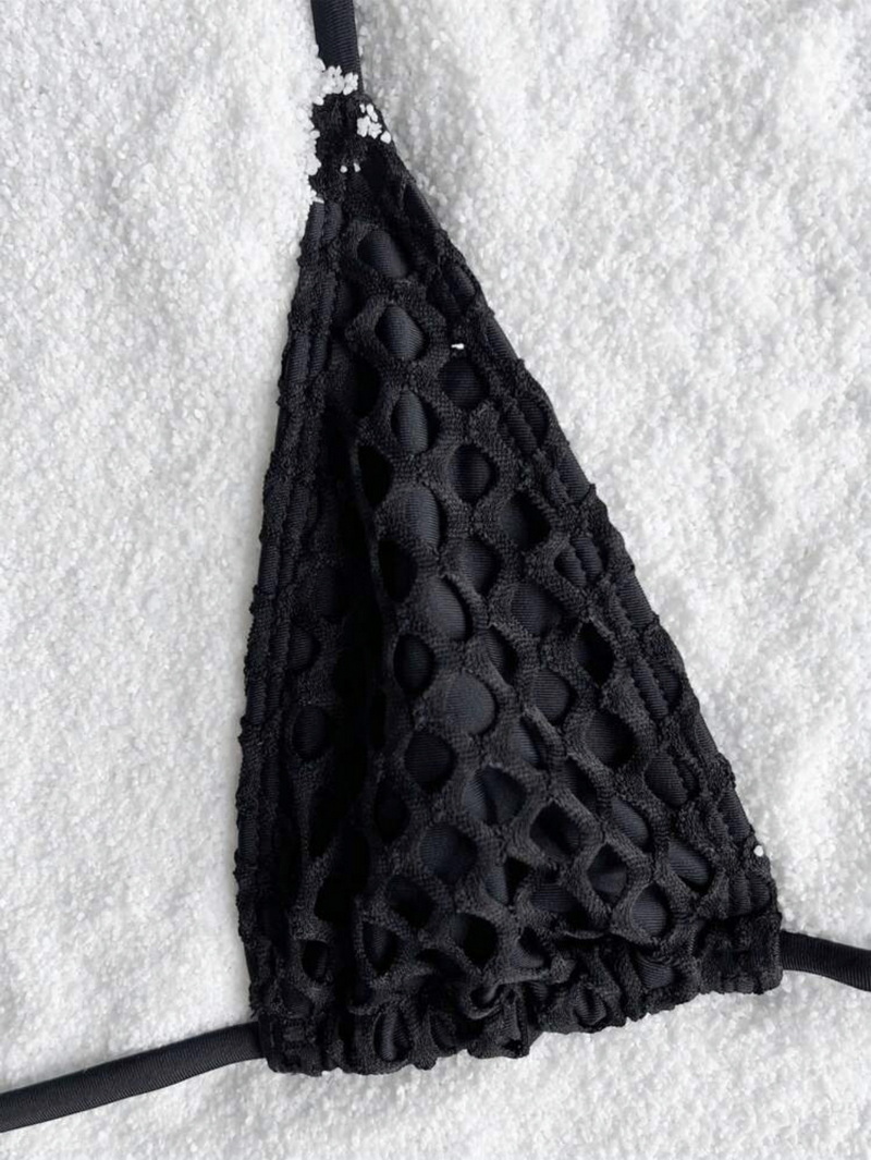 New Women's Swimsuit Sexy Solid Color 3-Piece Mesh Bikini Set for Beachwear_10