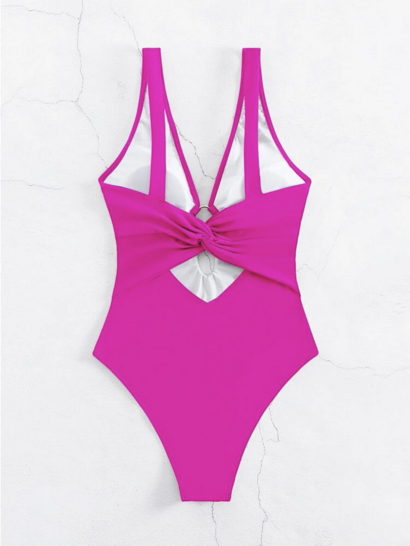 Sexy Tie-Up One-Piece Bikini - Solid Color Women's Swimsuit_14