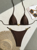 2025 New European And American Bikini With Metallic Ring, Shiny And Sexy Solid Color Swimsuit