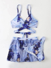 Sexy Marble Print Three-Piece Bikini Set - Beach Skirt Swimsuit