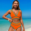 New 2025 European and American Style Ruched Bikini Sports Two-Piece Swimsuit