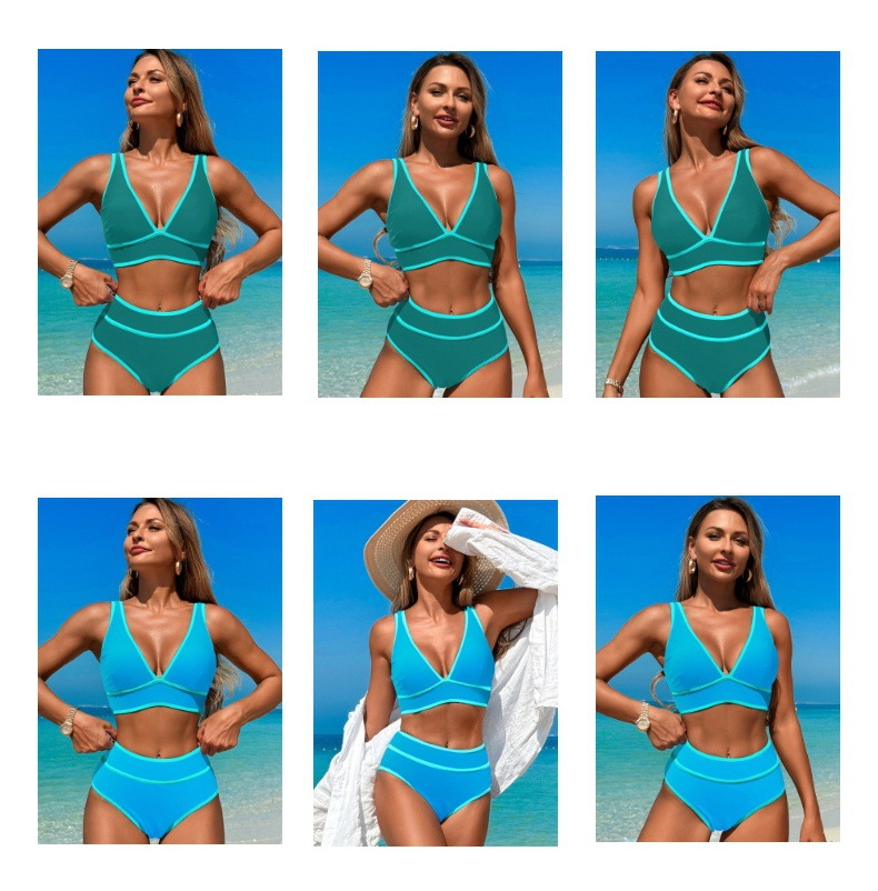New 2025 European and American Style Ruched Bikini Sports Two-Piece Swimsuit (2)