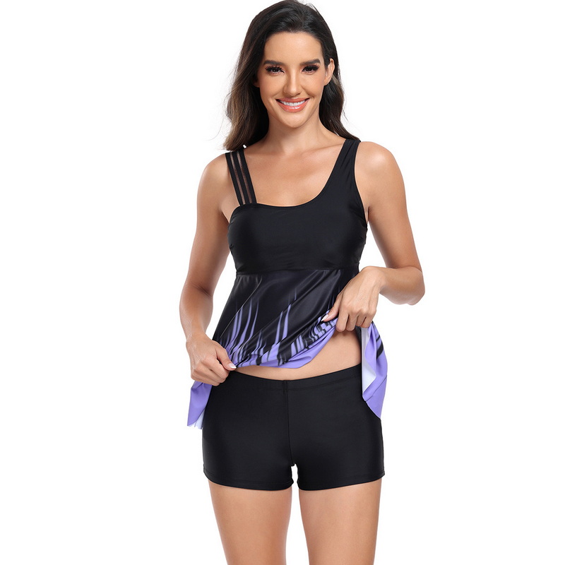 2025 New European Swimsuit for Women - Tankini Skirt Set with Boyshorts In Stock