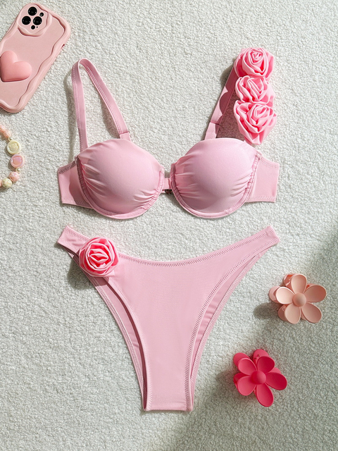 2025 Floral Underwire Push-Up Bikini For Women Ins Style European Beachwear