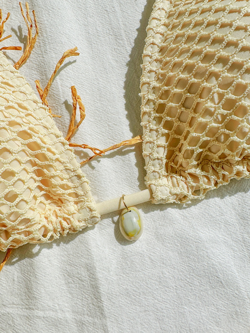 2025 Sexy Mesh Shell Halter Bikini For Women European Beach Vacation_29