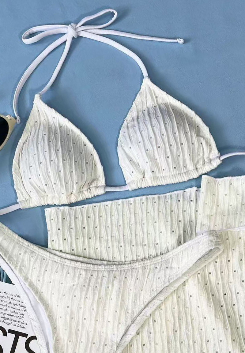Custom In-Stock European Solid Bikini With Sexy Halter Mesh Three-Piece Set_09