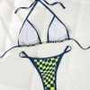 Plaid Triangle Tie Bikini With Padded Cups For Women
