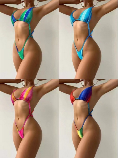 Colorful Tie One-Piece Bikini - INS Style Hot Seller