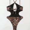 2025 New European Leopard Print One-Piece Bikini With Sexy Front Cross Cut-Out