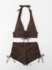 2025 New Fashion European Bikini With Ribbed Fabric, Two-Piece Design For Women