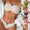 2025 New Solid Color Bandeau Bikini – Western Style Sexy Two-Piece Swimwear