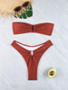 2025 New U-Shaped Metal Detail Strapless Two-Piece Bikini Set for Women