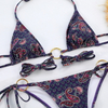 Sexy Metal Three-Ring Bikini Printed Tie-Up Two-Piece Export Style
