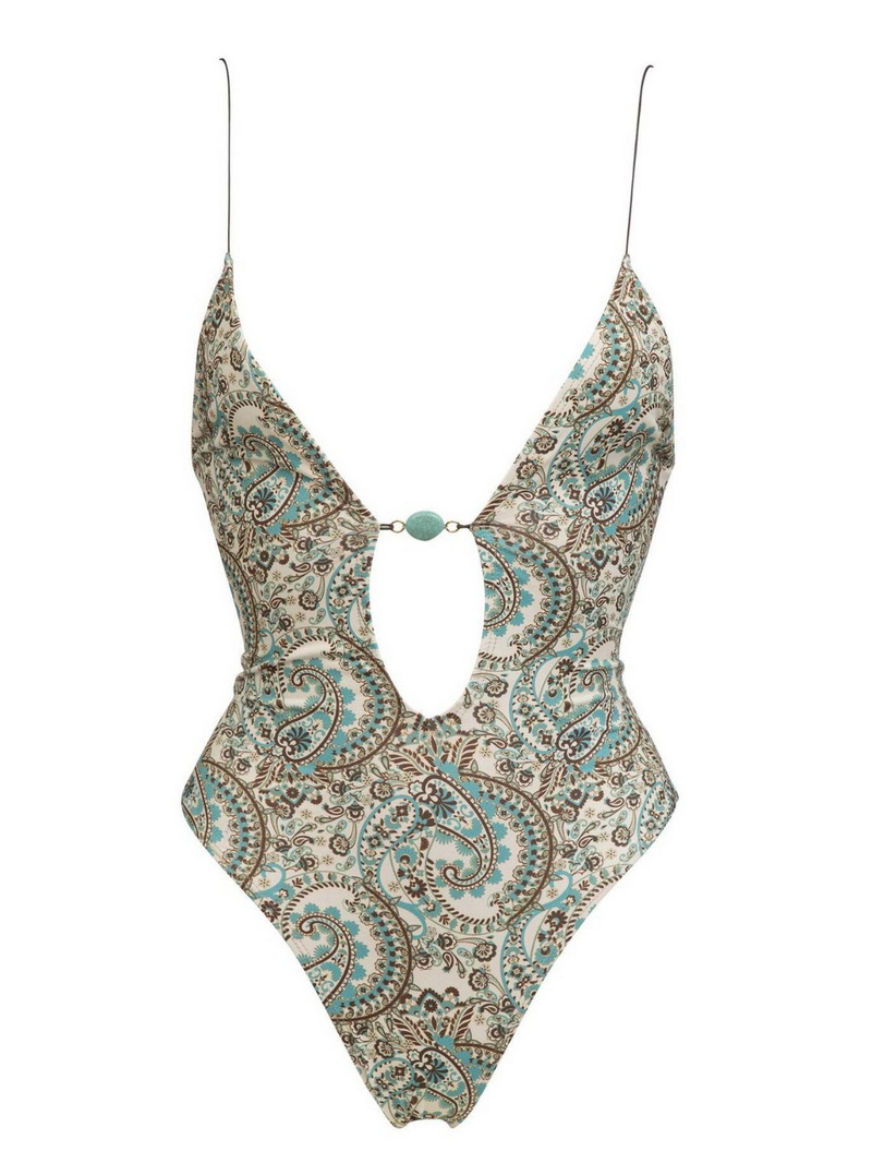 New Sexy Deep-V One-Piece Swimsuit – Summer Print Tie-Back Backless Swimsuit for Women