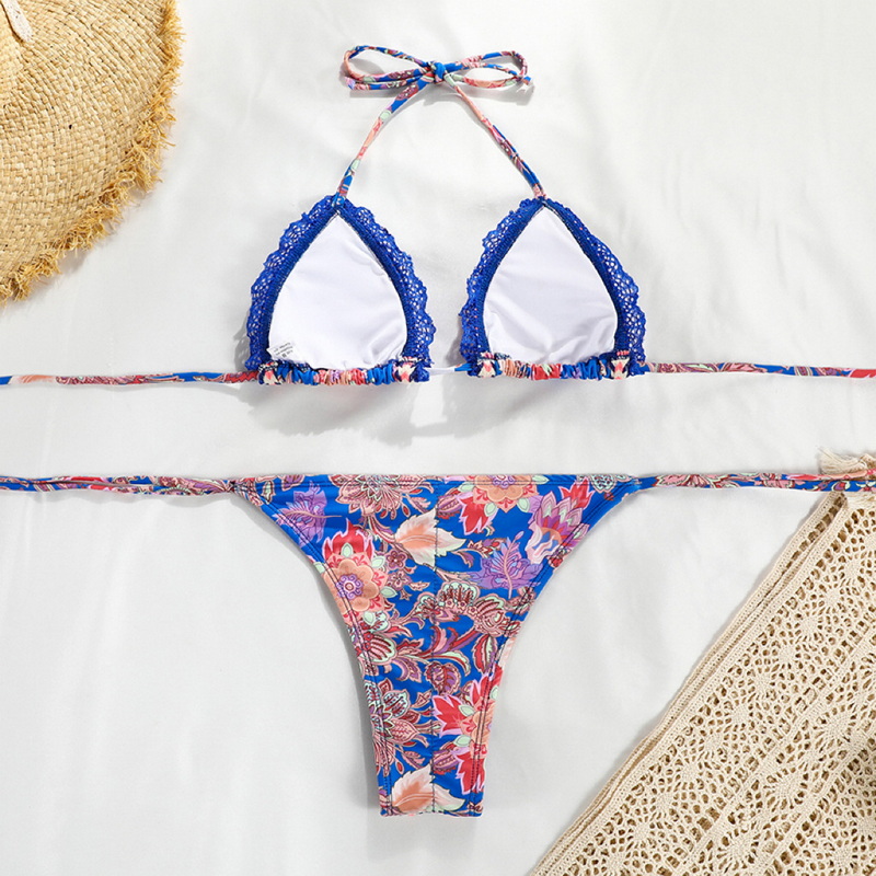 Lace Trim Strap Spliced Bikini Sexy Two-Piece Swimsuit For Women European Style_09