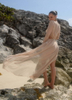 Sexy Long Sleeve Chiffon Beach Dress Solid Color Mesh Maxi Cover Up